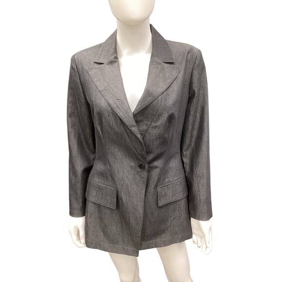 Emporio Armani Jackets & Blazers - NWT Emporio Armani Women’s Blazer Size10/ M Y2K Angular Button Closure Charcoal